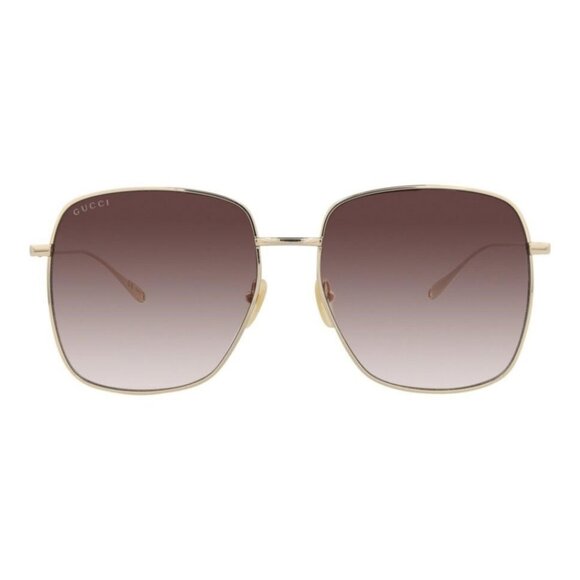 Gucci Womens Square/Rectangle Gold Gold Red Fashion Designer Eyewear - Picture 2 of 4